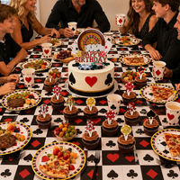 337 pièces de décorations pour soirée casino, thème cartes et dés de Vegas, ensemble complet pour fête : bannière, assiettes, boîtes à dés, support à cupcakes, ballons