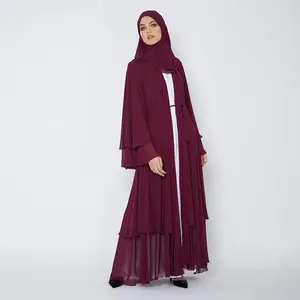 New Style Autumn Open Abaya Chiffon Abaya Cardigan Women Muslim Dress Kimono Islamic Robe