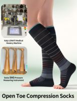 Chaussettes de compression sans orteils en viscose de bambou OEM 15-20 mmHg, chaussettes de compression mi-hautes ouvertes aux orteils, soutien sportif quotidien de qualité supérieure