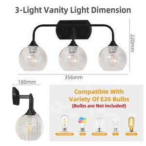 New Arrival High Performance 40W 3-<b>Light</b> Dimmable LED Mirror Modern <b>Wall</b> <b>Light</b> Living Room Bathroom Vanity Black 3-Year Warranty - Product Image 2