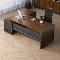 Bureau de direction noir, table de bureau moderne en forme de L, couleur bois foncé, bureau de gestionnaire avec tiroirs, mobilier de bureau