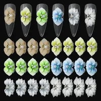 Hiasan Kuku Akrilik Bunga Patung Buatan Tangan Fashion, Kupu-kupu 3D Mutiara Pita Perhiasan Desainer untuk Kuku DIY Manikur Rhinestones