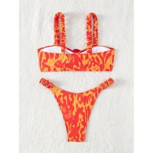 Pre-ordene un nuevo bikini floral con tirantes dobles, estilo europeo y americano, sexy, fresco y lindo, traje de baño de dos piezas para - Product Image 5