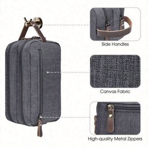 Bolsa de Maquillaje de Doble Capa de Tela Oxford, Bolsa de Aseo Portátil Impermeable de Nailon para Hombre, en Oferta - Product Image 3