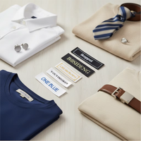 Étiquettes personnalisées écologiques en polyester tissé, brodées et sérigraphiées, carrées et rectangulaires, à pli central, pour sacs, vêtements et chaussures