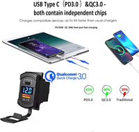 Chargeur de voiture multi-ports double USB Type A+C à charge rapide QC3.0 PD, tension d'entrée 12-24V, remplacement pour ATV/UTV Bateau