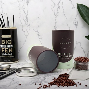 Eco-Friendly Aluminum <b>Foil</b> Lining Circular Paper <b>Containers</b> Packaging Coffee Tea Matcha Powder Soybean Milk Powder With Iron Lid - Product Image 2