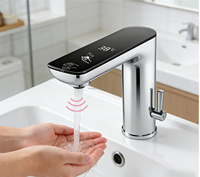 Robinet mitigeur de salle de bain monotrou à LED avec affichage numérique et capteur 2-en-1 ( Robinet/Distributeur de savon) pour hôtels et maisons - Meilleures ventes