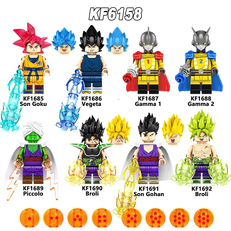 DBZ Cartoon Anime Series Dragon Son Goku Vegeta Gamma Ball Model Building Block Figures Kids Toys KF6158