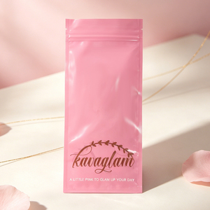 ซองบรรจุภัณฑ์เครื่องสำอางแบบซิปล็อคสามด้าน สีชมพูเงา พิมพ์โลโก้ได้ สำหรับบรรจุภัณฑ์ตัวอย่างผลิตภัณฑ์ดูแลผิวแบบพกพา - Product Image 2
