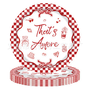 That's Amore <b>Red</b> White Checkered <b>Paper</b> Plates Disposable Party Tableware Set 7 Inch - Product Image 2