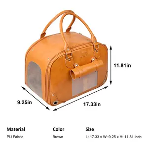 Bolso de viaje para caminar y senderismo para mascotas, bolsa portátil de cuero Premium plegable e impermeable para gatos y perros pequeños