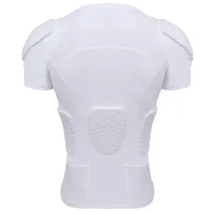 Custom White Men's Padded Compression Shirt Protective T Shirt Rib Chest Protector For Football Paintball Baseball Rugby Uniform