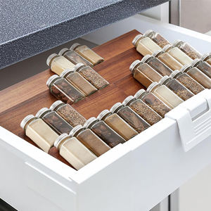 Étagère à Épices en Bois d'Acacia à 4 Niveaux pour 64 <span class=keywords><strong>Bocaux</strong></span>, Organisateur de Plats à Manger Extensible pour Tiroir de Cuisine - Product Image 2