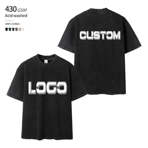 เสื้อยืดโอเวอร์ไซส์วินเทจผ้าฝ้าย 100% 430 GSM ดีไซน์แบบซักแล้วทำเก่า ทรงไหล่ตก สตรีทแวร์ หนานุ่ม รับผลิตแบบ OEM พิมพ์ลายตามสั่ง สีพื้น - Product Image 1
