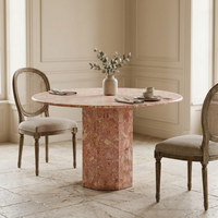 Tostone gros rose clair 1 pieds marbre naturel Table à manger ronde pour la maison appartement Villa salle à manger hôtel décor intérieur