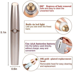 Pluma portátil recargable recortadora depiladora indolora cara labio nariz removedor de vello Facial de cejas con luz Led para mujeres y hombres - Product Image 3