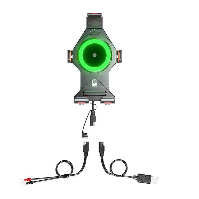 High Quality Aluminum Alloy Motorcycle Phone Holder With Qi15W Wireless Charging Shockproof Function Motorcycle Accessories