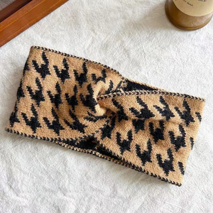 Cổ Điển Dệt Kim Tóc Ban Nhạc Của Phụ Nữ Mùa Thu Mùa Đông Tất Cả Các Trên Khuôn Mặt Headband Rộng Cạnh Đàn Hồi Đồng Bằng Kiểm Tra Lưới Mô Hình Khăn Quàng Đầu - Product Image 4