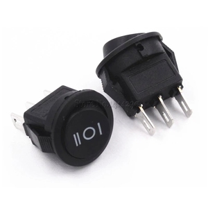 16mm çap küçük yuvarlak siyah 3 Pin 6A/125V 3A/250V SPDT ON-OFF-ON Rocker anahtarı Snap-in - Product Image 2
