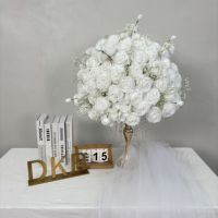 DKB Vente en gros de boules de fleurs artificielles en soie, grandes et vibrantes, roses et orchidées, style Monet, pour centres de table de mariage