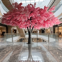 Nouveaux produits grand arbre à fleurs 4.2m de haut et 4.6m de large arbre à fleurs de cerisier artificiel Orange complet pour décor de restaurant intérieur