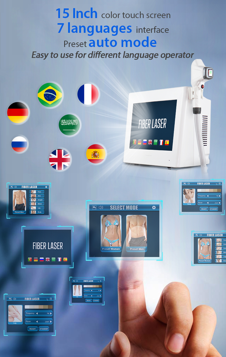 Portable Beauty Applicator 808nm Fiber Laser Hair Removal Machine With Ice Treatment