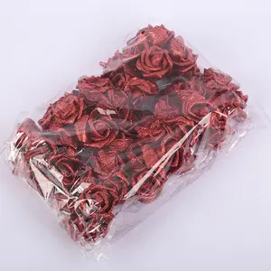 Gran oferta 50 unids/bolsa flor Artificial coloridas cabezas de rosas flor brillante para boda San Valentín DIY accesorios Decoración