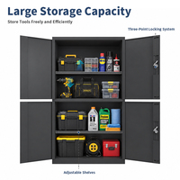 Armoire à outils robuste à 4 portes avec étagères réglables pour garage et entrepôt, verrouillage à 3 points, capacité de charge élevée, armoire de rangement pour outils