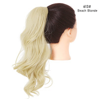 Offre Spéciale griffe boucle intérieure queue de cheval Extension synthétique vague naturelle cheveux cordon résister à haute température postiches pour les femmes
