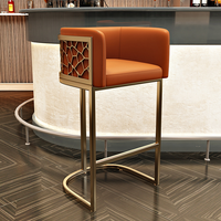 Tabouret de bar en métal de style nordique, design moderne et minimaliste, dossier, non pliable, tabouret haut pour usage domestique et commercial, chaise de bar