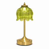 Nouvelle lampe de bureau LED flexible avec abat-jour en verre cristal en forme de fleur, rechargeable sur batterie, lumière décorative créative pour chambre et maison