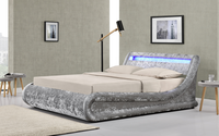 Lit au design moderne Willsoon en velours écrasé pouf rembourré avec ascenseur à gaz stockage LED cadre en bois souple utilisation de meubles de maison