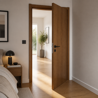 Porte intérieure en teck architectural sur mesure, à âme tubulaire, insonorisée, silencieuse, avec serrure magnétique, pour appartement