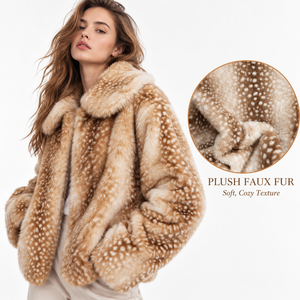 Abrigo de Piel Sintética Personalizado para Mujer, Chaqueta Corta Extra Grande, Cuello Ancho, Felpa, Cálido para Invierno, Ropa Exterior Esponjosa - Product Image 1