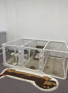 Trong suốt Acrylic rắn thân thiện với môi con chó Thùng playpen nặng nhựa con chó con hàng rào bánh xe dễ dàng lắp ráp thỏ mèo giường - Product Image 2