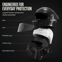 Nouveau casque de moto Predator Open Face ABS, demi-casque, style classique rétro, pour hommes et femmes, vintage, cruiser, scooter, visière bleue