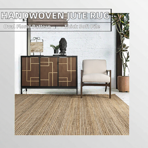 Handwoven Jute Area Rug Braided Rectangle Carpet Natural Floor <b>Mat</b> for Living Room Bedroom Hotel - Product Image 2