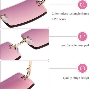 Gafas de Sol Unisex de Estilo Retro con Montura Cuadrada Sin Aro y Lentes Transparentes, Cómodas y Elegantes con Montura de Metal Negro para Hombre y Mujer - Product Image 5