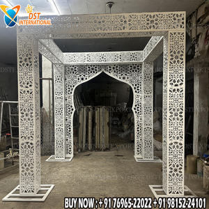 Arco de Entrada de Boda de Lujo Dorado, Cortado con Láser, Estilo Mughal, Puerta de Entrada de Palacio, Puerta de Bienvenida para Bodas de Lujo - Product Image 6