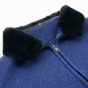 AiNear venta al por mayor logotipo personalizado diseño Oem & Odm manga larga cuello alto cremallera azul real para hombres acrílico lana tejido cárdigan suéter - Product Image 2