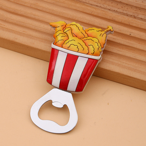 Abridor de Botellas con Forma Irregular de Dibujos Animados, Abridor de Refrigerador Creativo con Forma de Pollo Frito, Papas Fritas y Té con Leche - Product Image 4