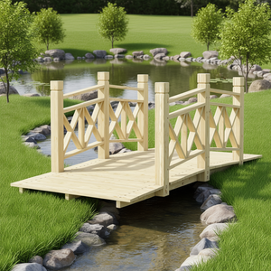 Ponte da Giardino in Legno Naturale 5 Piedi, Passerella in Legno per Laghetti, Fiumi e Rivi in Giardino, Stile Semplice, Forniture per Giardino - Product Image 2