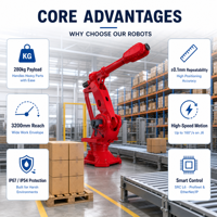 Robot ultra-lourd CE à 6 axes, charge utile de 280 kg, portée de 3200 mm, poignet IP67, IP54, sans contrepoids, pour soudage, manutention et assemblage