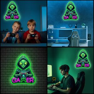 Enseigne au néon de console de jeu Extraterrestrials pour la décoration de la salle de jeu, décoration de la salle de jeu, néons personnalisés - Product Image 4