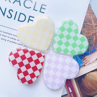 Support de tablette et de smartphone pliable en forme de cœur à carreaux, couleur unie, pour accessoires de téléphone portable