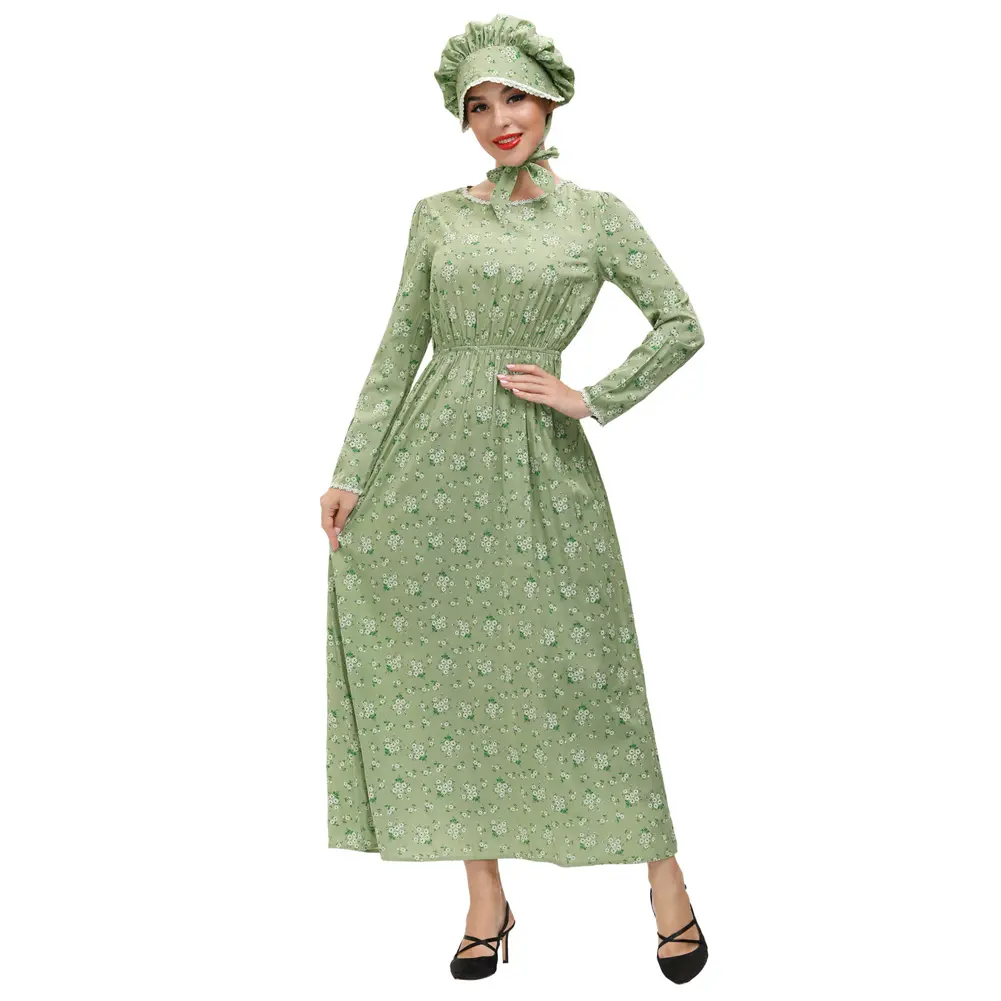 SLE02197 SD Pioneer las mujeres traje Colonial vestido histórica americana ropa con sombrero