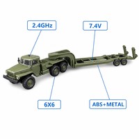 Camion tracteur RC 6x6 avec remorque à plateau, télécommande 2,4 GHz, 105 cm, 7,4 V, ABS + métal, jouet cadeau, chargeur inclus, intérieur-extérieur