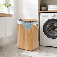 Panier à linge rectangulaire multifonctionnel en bambou naturel pliable avec couvercle, idéal pour la salle de bain et l'organisation des vêtements - Vente en gros