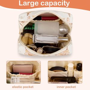 Piccola borsa da donna in pelle per il trucco floreale olografico impermeabile portaoggetti con cerniera portamonete portatile - Product Image 6